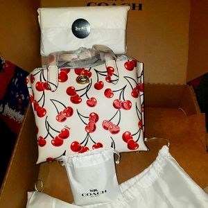 COACH - Cherry - Willow 24 Tote/Wallet/Bag Charm BUNDLE - Authentic -